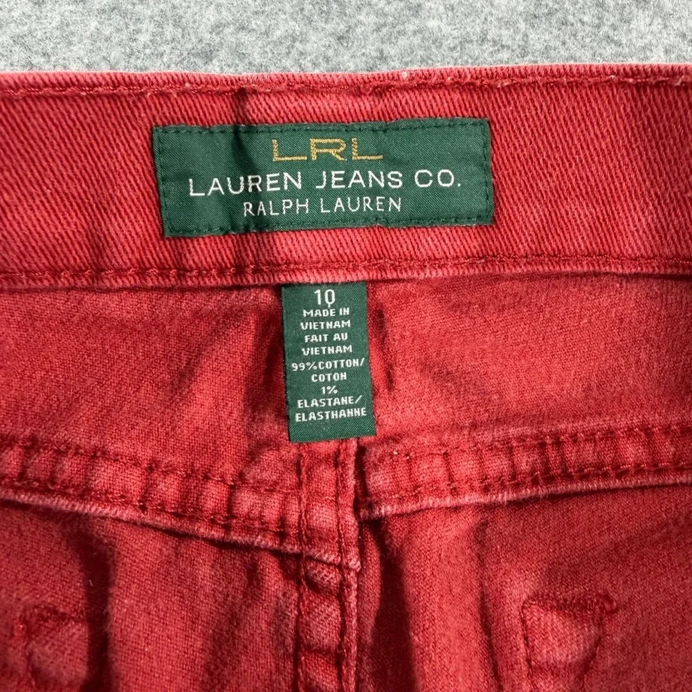 Lauren Ralph Lauren Modern Straight Ankle Jeans Red Stretch Denim Womens Size 10